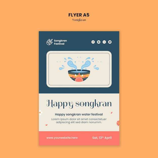 Free PSD songkran celebration poster template