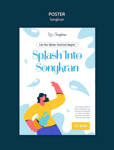 Free PSD songkran celebration poster template