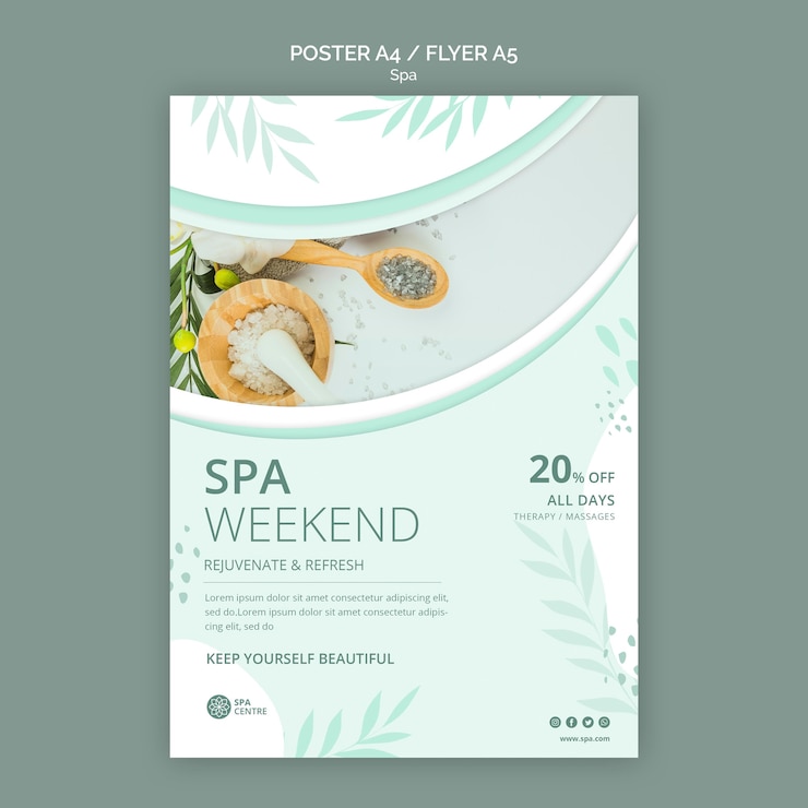 無料PSD スパトリートメント週末ポスターテンプレート