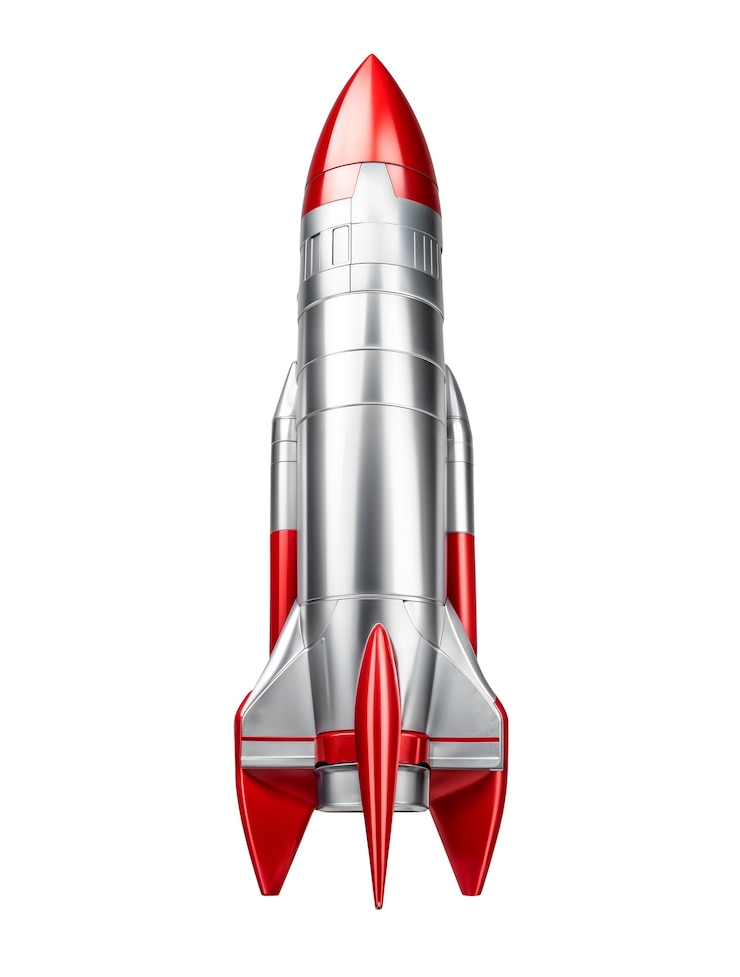 Free PSD space rocket in studio