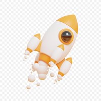Illustrazione di rendering 3d isolata dell'icona del razzo dell'astronave