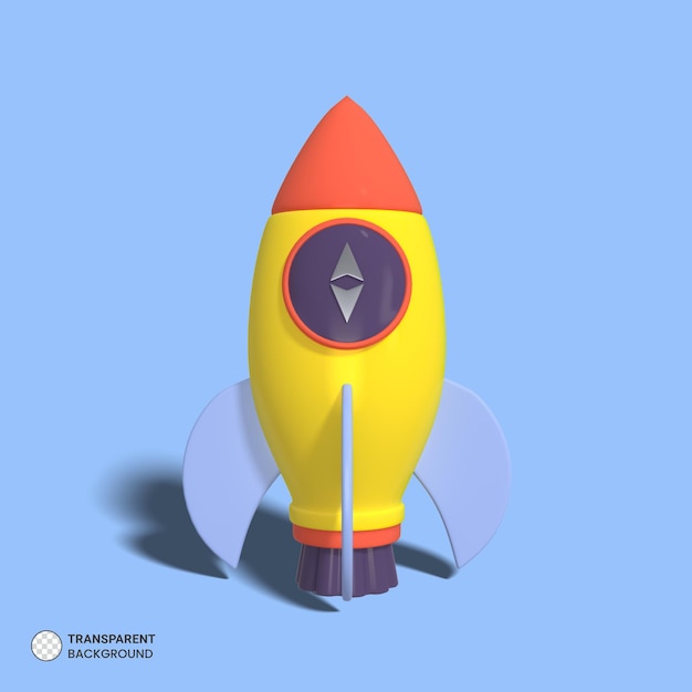 Free PSD spaceship rocket icon isolated 3d render illustration