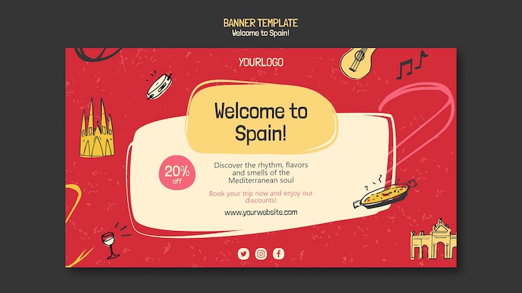Free PSD spain culture banner template