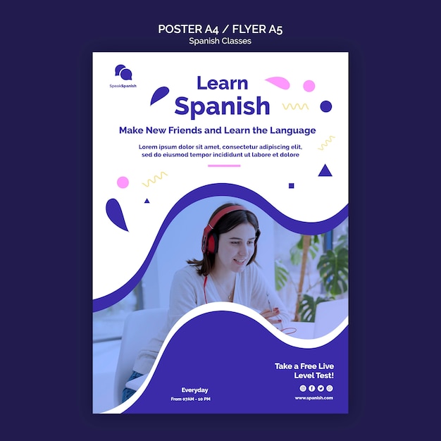 Spanish classes flyer template