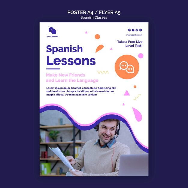 Spanish lessons poster template