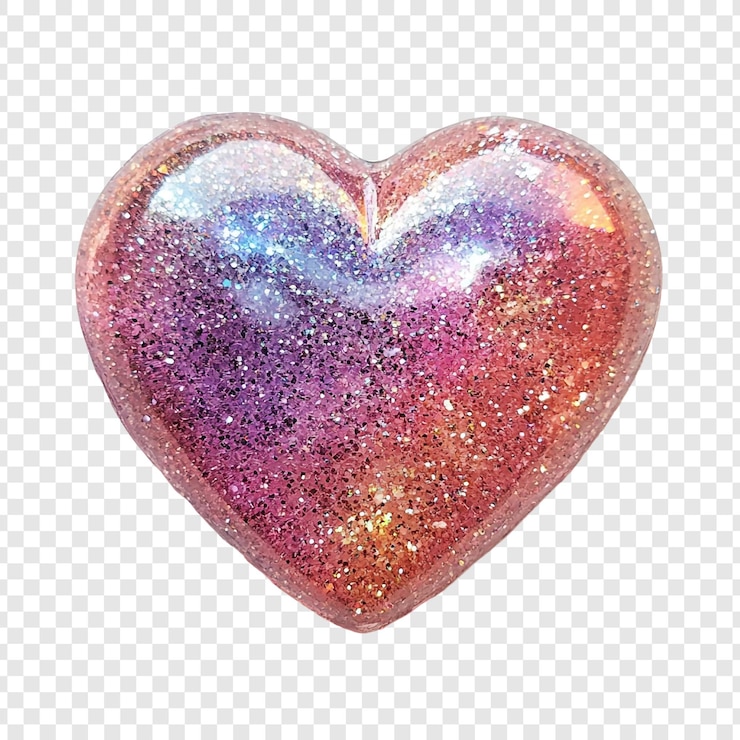 Free PSD sparkling glitter heart a colorful resin artwork