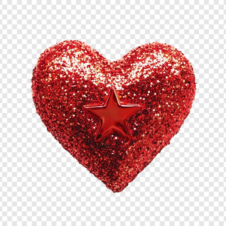 Free PSD sparkling red heart with star a symbol of love and celebration