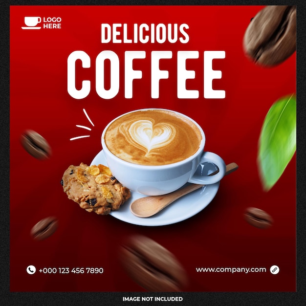 Banner web promozionale per la vendita di menu caffè speciali o modello di banner instagram