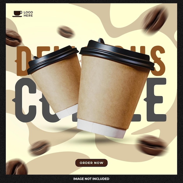 PSD gratuito banner web promozionale per la vendita di menu caffè speciali o modello di banner instagram
