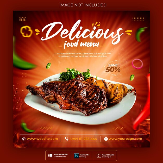 Special delicious food social media banner post template