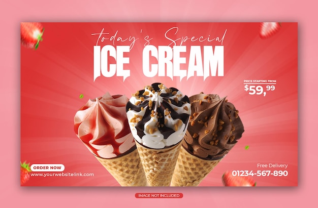 特別な​おいしい​アイスクリームソーシャルメディアバナー​投稿​デザインテンプレートプレミアム​psd