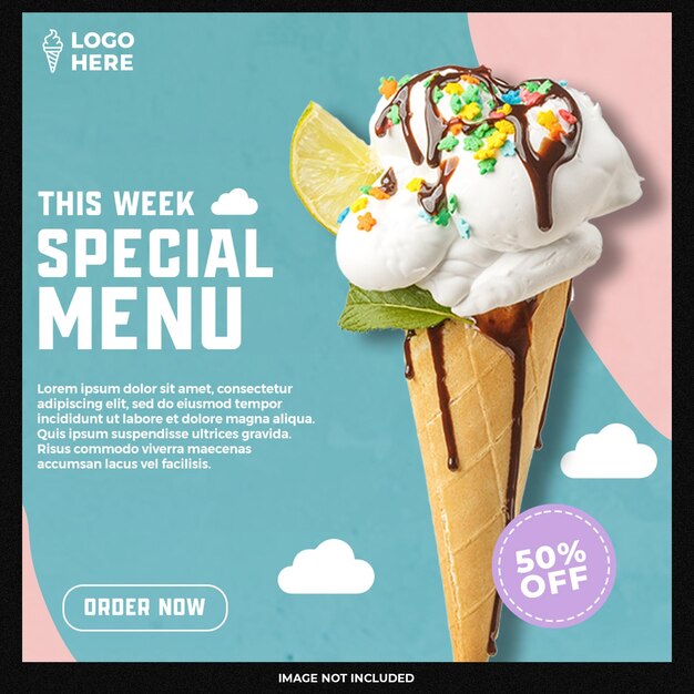 special delicious ice cream social media instagram post banner design