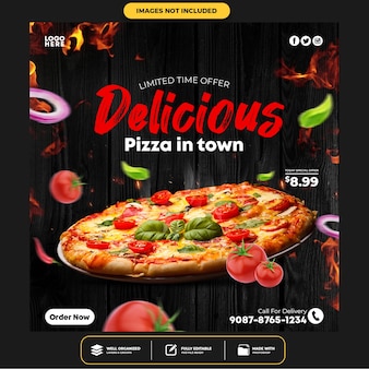 Special delicious pizza social media banner post template