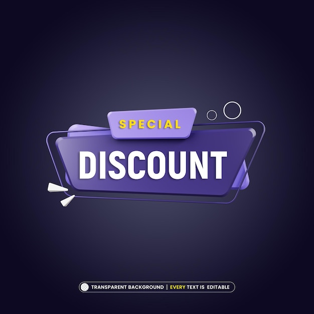 Free PSD special discount banner with editable text effect