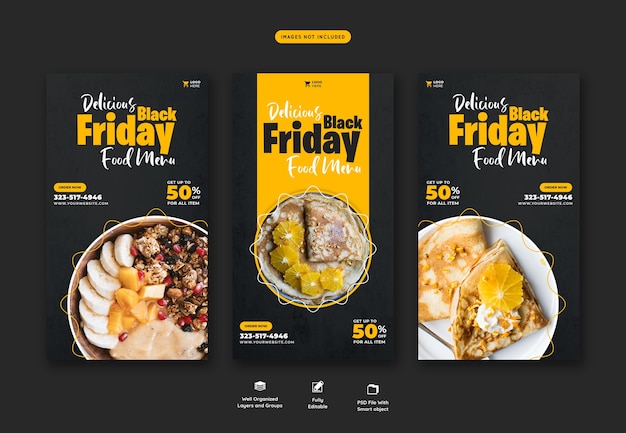 Бесплатный PSD Специальное предложение black friday instagram и facebook story banner template