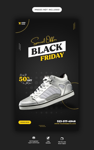 Special offer black friday instagram and facebook story banner template