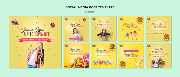 Free PSD special offer candy shop social media post