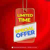 Free PSD special offer tag design 3d promotion banner with editable text