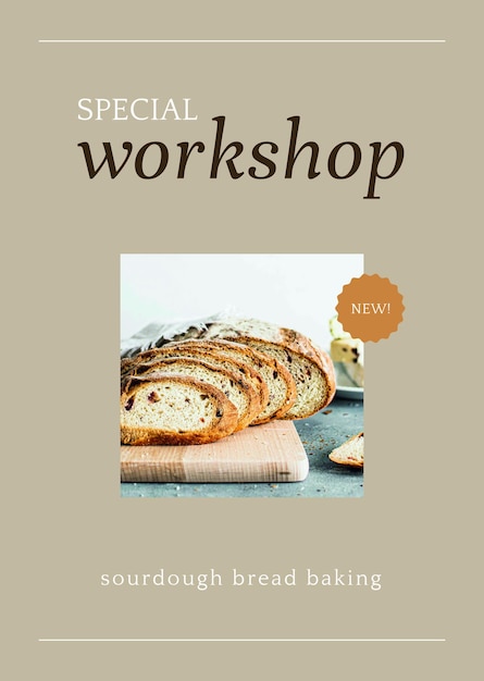 Free PSD special workshop psd poster template for bakery and cafe marketing