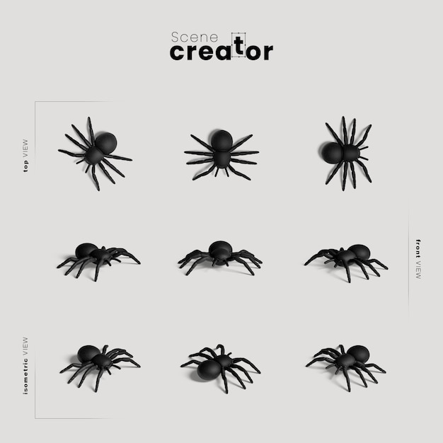 Spider variety of angles halloween scene creator