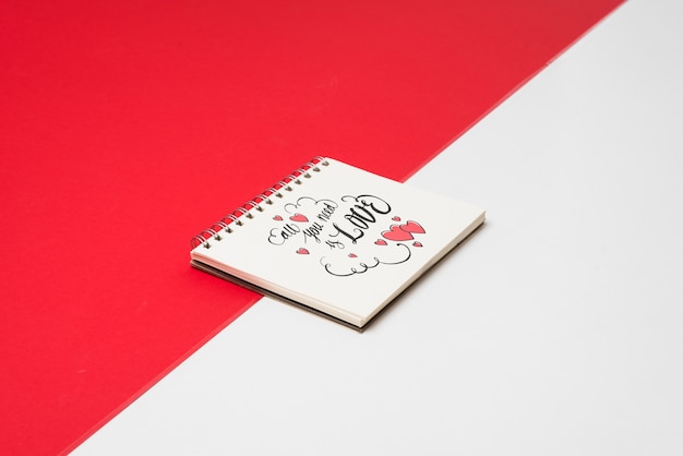 Spiral notebook mockup for valentine