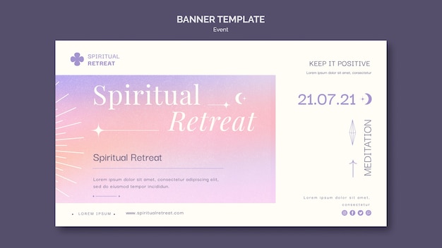 Spiritual retreat event banner template design