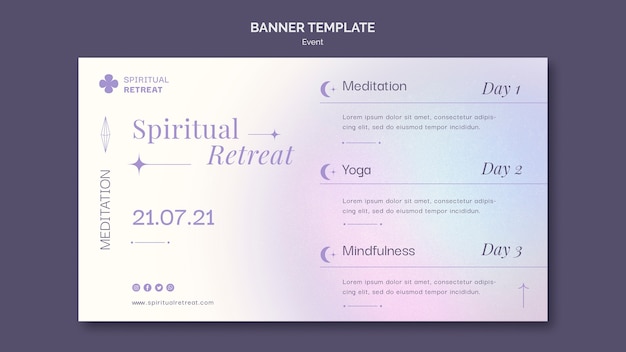 PSD gratuito disegno del modello di banner per eventi di ritiro spirituale