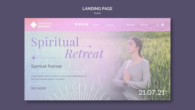 Progettazione del modello dell'evento della pagina di destinazione del ritiro spirituale