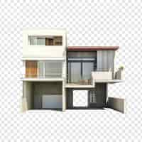 Free PSD split level 5 house isolated on transparent background