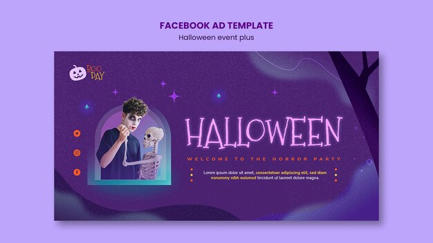 Spooky halloween celebration social media promo template