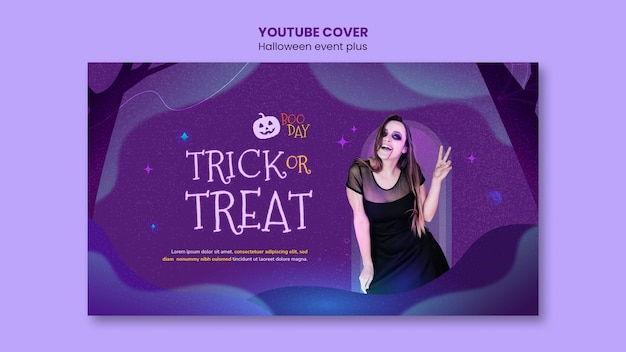 PSD gratuito modello di copertina di youtube per la celebrazione di halloween spettrale