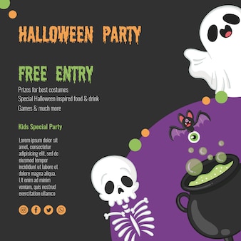 Spooky halloween concept with skeleton and ghost Free Psd