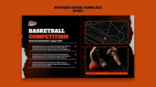 PSD gratuito modello di copertina di youtube per sport e attività