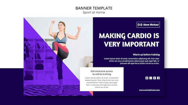 無料PSD 自宅でのバナーデザインのスポーツ