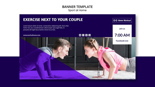 無料PSD 自宅でのバナーテンプレートスタイルのスポーツ