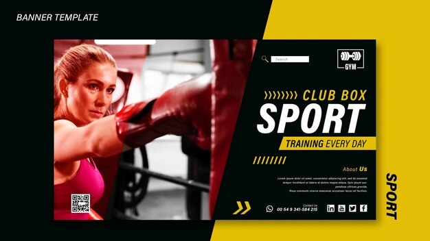 Free PSD sport banner template with photo