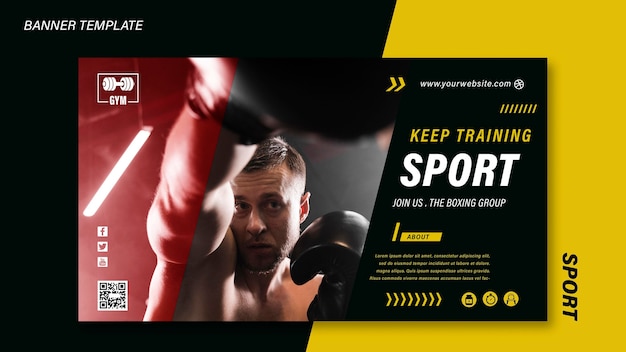 Free PSD sport banner template with photo