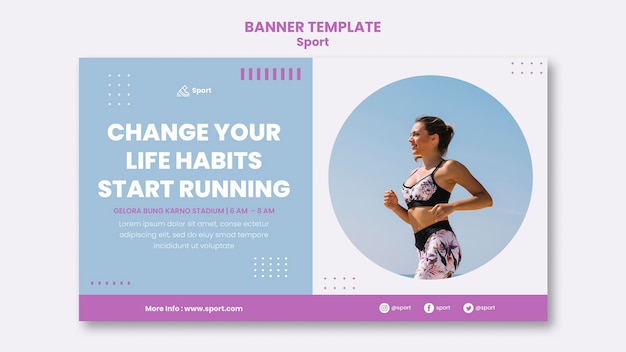 Free PSD sport banner template with photo