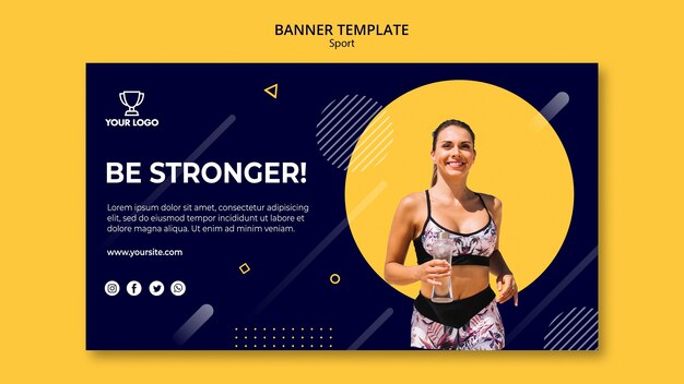 Sport banner template with woman running