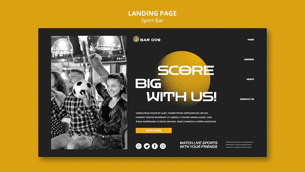 Free PSD sport bar landing page template