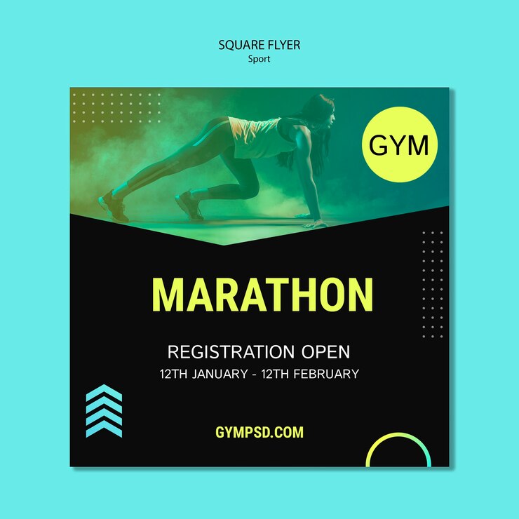 Free PSD sport business template square flyer