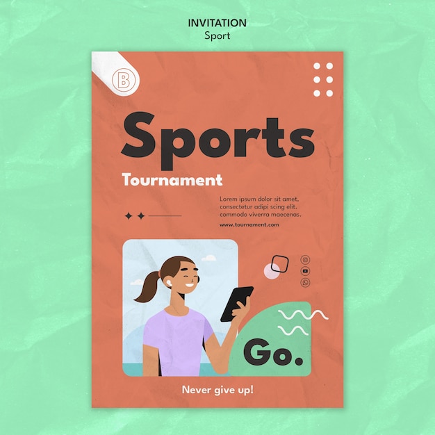 Free PSD sport concept invitation template