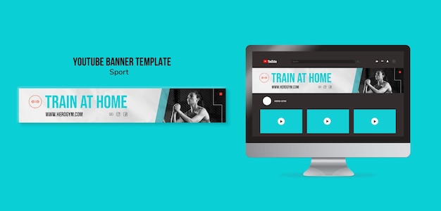 PSD gratuito modello di banner youtube concetto di sport