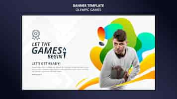 Free PSD sport games horizontal banner with photo