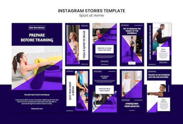 Free PSD sport at home instagram stories