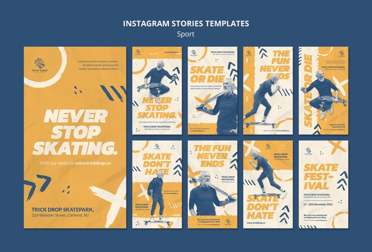 Бесплатный PSD спортивные истории instagram шаблон дизайна
