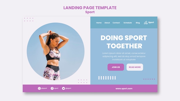 Free PSD sport landing page template with photo