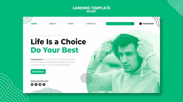 Free PSD sport landing page template