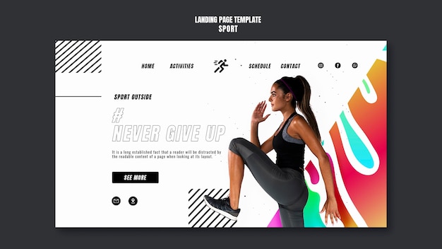 Sport motivation landing page template