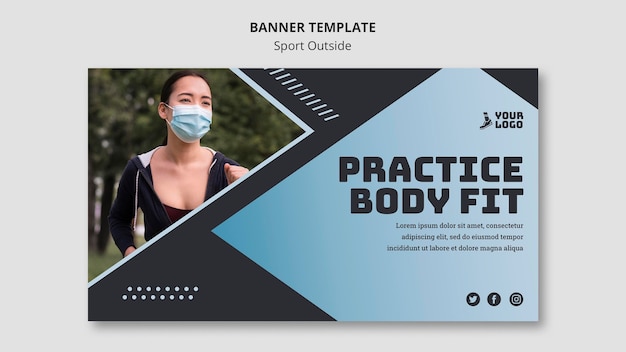 PSD gratuito sport al di fuori del modello di banner design